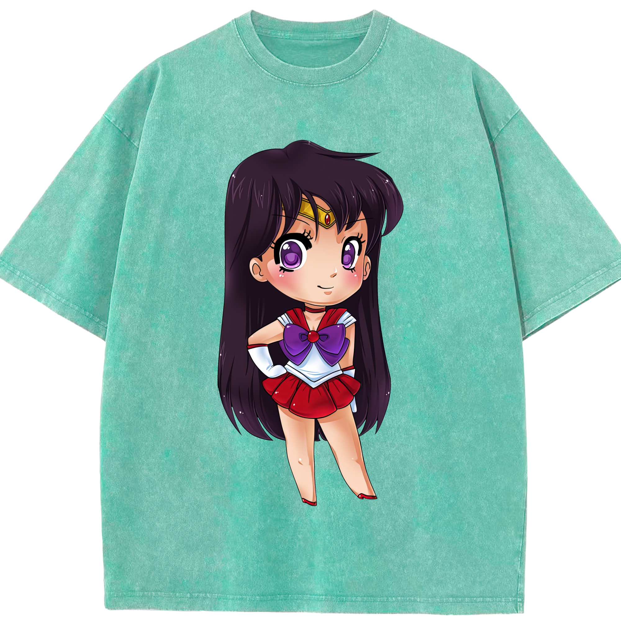 （画像用） 美少女戦士セーラームーン 火野レイ ひの レイ Sailor Moon Hino Rei （セーラーマーズ,Sailor Mars） 綿100% ヴィンテージ風 半袖Tシャツ（フロントプリント）